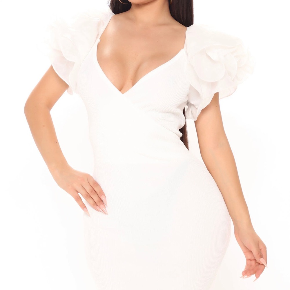 Fashion Nova Don’t Be So Dramatic Sweater Midi Dress- White Size S